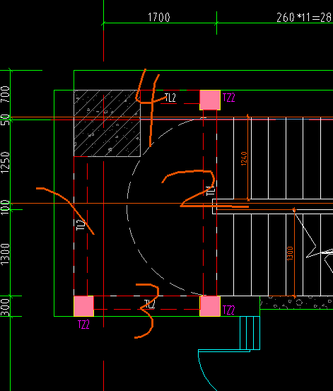 答疑：请问这个梯梁1是算到楼层梁 ，2算到楼梯里面，3和4呢