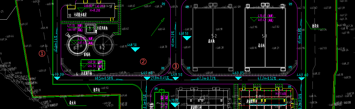 答疑：③是厂区道路，是不是对应的沥青混凝土道路的做法？①和②分不清对应哪个做法。