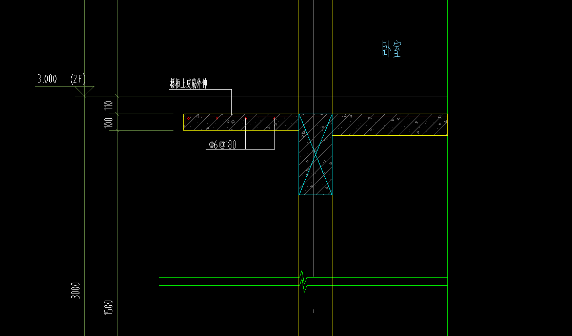 答疑：空调板Y面筋是从板里伸出来的，空调板正好在两块板中间，我切开画的这样对吗