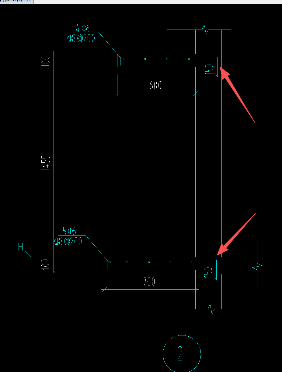 答疑：外挑板钢筋锚固长度标注的150，150指的是从外墙皮伸入一个墙厚+150mm吗？