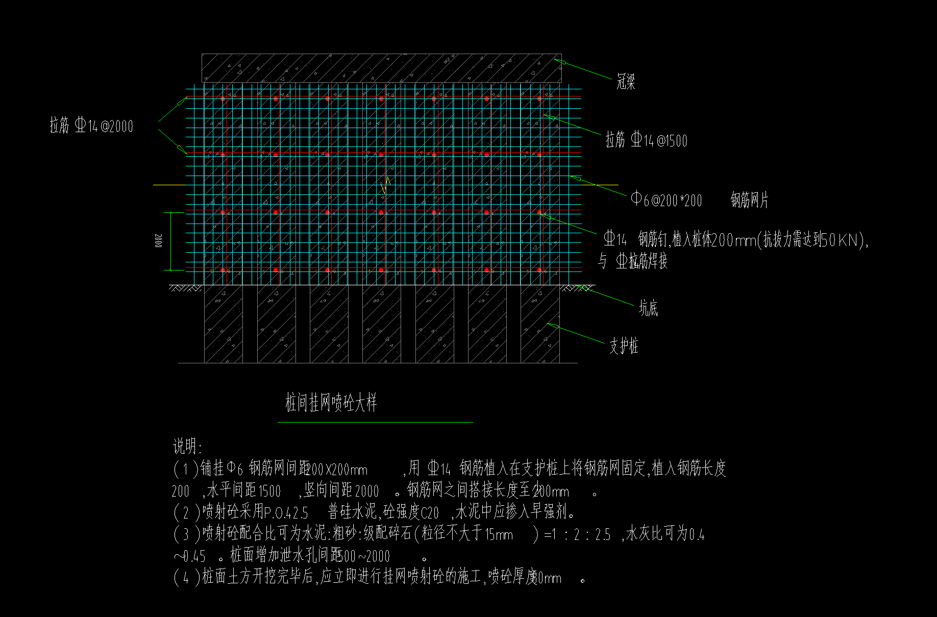 答疑：这个桩间挂网怎么设置啊我看这钢筋好多没有