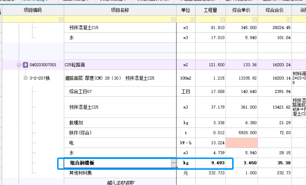 答疑：请问一下市政工程道路面层内的钢模板工程量要调整吗？实际工程量为㎡