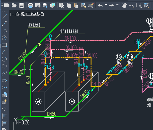 答疑：只给了底标高+0.3，地下室高-5.4m,那标高为+5.1，那管的高度应该怎么算