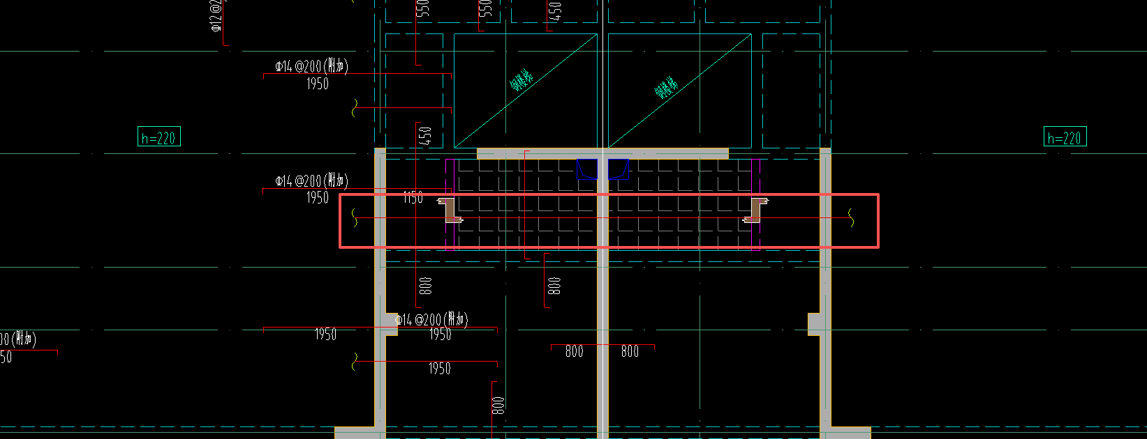 答疑：请问如图所示的意思是中间这几块小板的X轴面筋或底筋与两侧大板的钢筋是通长布置的吗