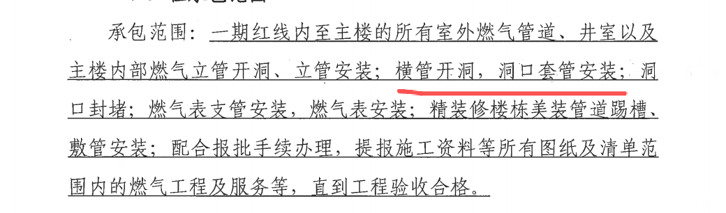 答疑：图中标注的承包范围，包括燃气热水器的预留口吗？