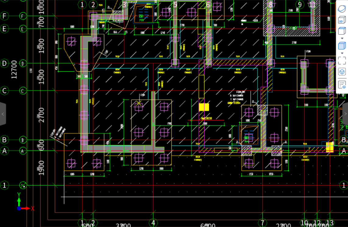 答疑：各位老师，如图所示的筏板是按黄色边线画吗，需要包括承台吗