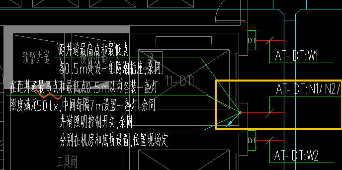 答疑：这块位置的电缆，到文字说明所说的井道灯，每一个灯都要有电缆，还是只是AT-DT的