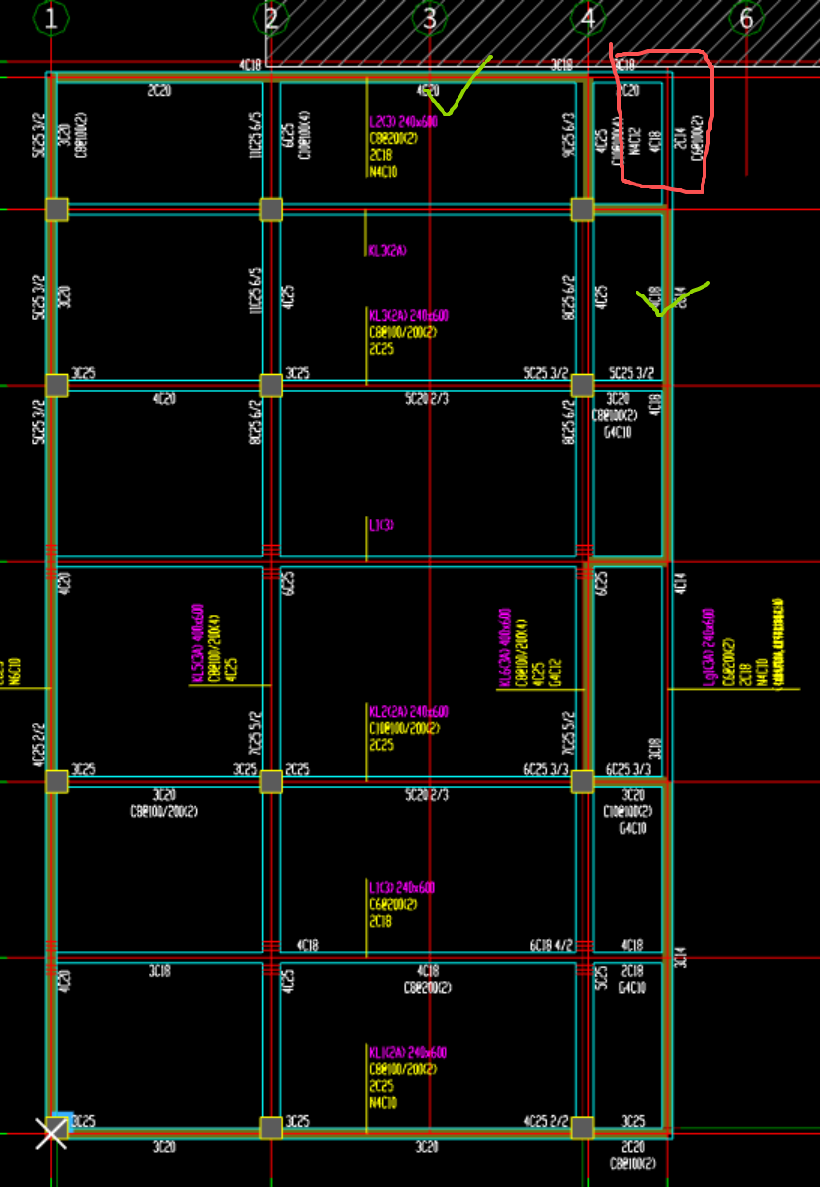 答疑：请问这个梁是只有这两根是悬挑，其他都是框架梁吗