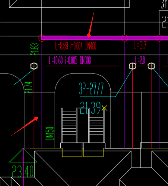 答疑：左下面哪个线是DN400吗？还是DN150