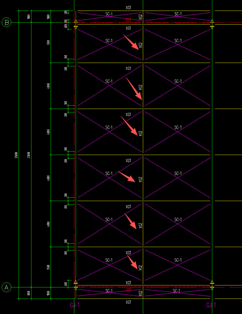 答疑：如下图，请问系杆与系杆之间怎么布置系杆？门架结构中间位置无钢梁