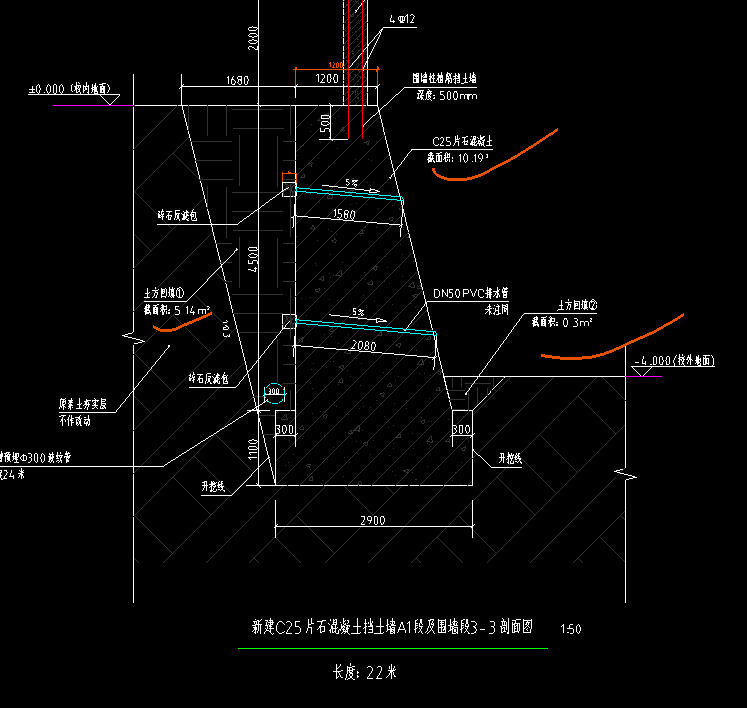 答疑：这个泄水管工程量是不是（1.58+2.80）*22？