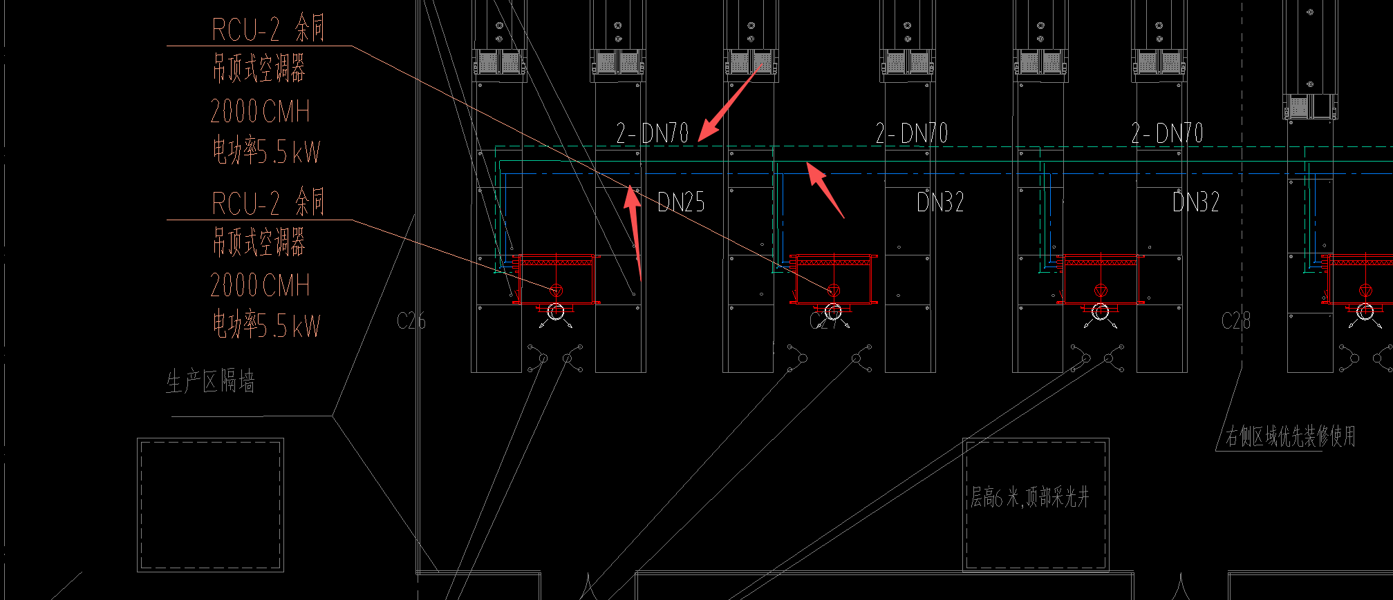 答疑：这个空调平面图，请问这个是什么管，什么材质的