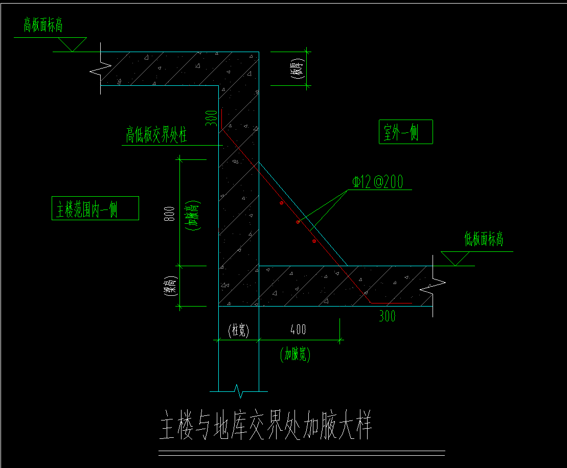 答疑：主楼与地库交界处加腋，框架柱处，模型如何布置