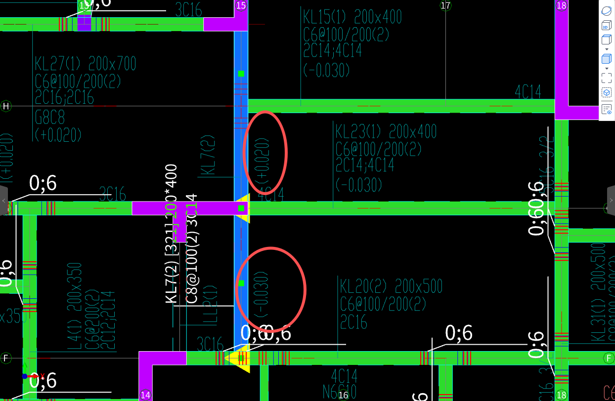 答疑：这种的是不是要把梁打断，分段设置标高？