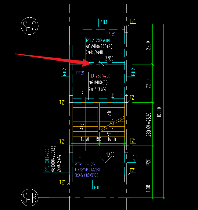答疑：平台梁在平台板中间，绘制楼梯的时候只能识别的板边部位，中间这里的平台梁如何绘制