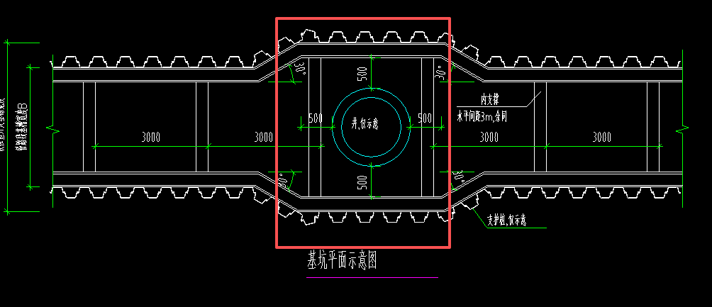 答疑：红色的位置现在做了顶管外加旋喷桩，然后做了旋喷桩后那个钢板桩的30°还需要吗？