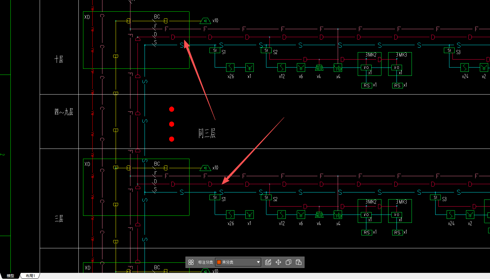答疑：如图所示，电源线从控制室过来需要几条回路？