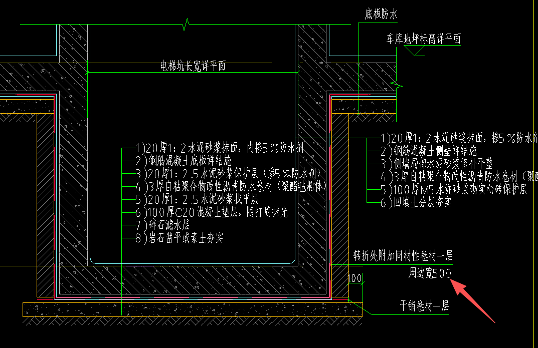 答疑：重庆地区，电梯基坑转折处附加同材性卷材一层周边宽0.5米，是否可以计算工程量