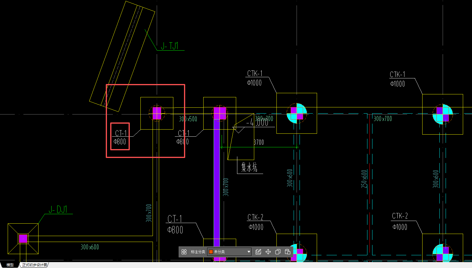 答疑：各位老师好，我是新手，我画的这个承台对嘛？A800,又是什么意思？谢谢！！！
