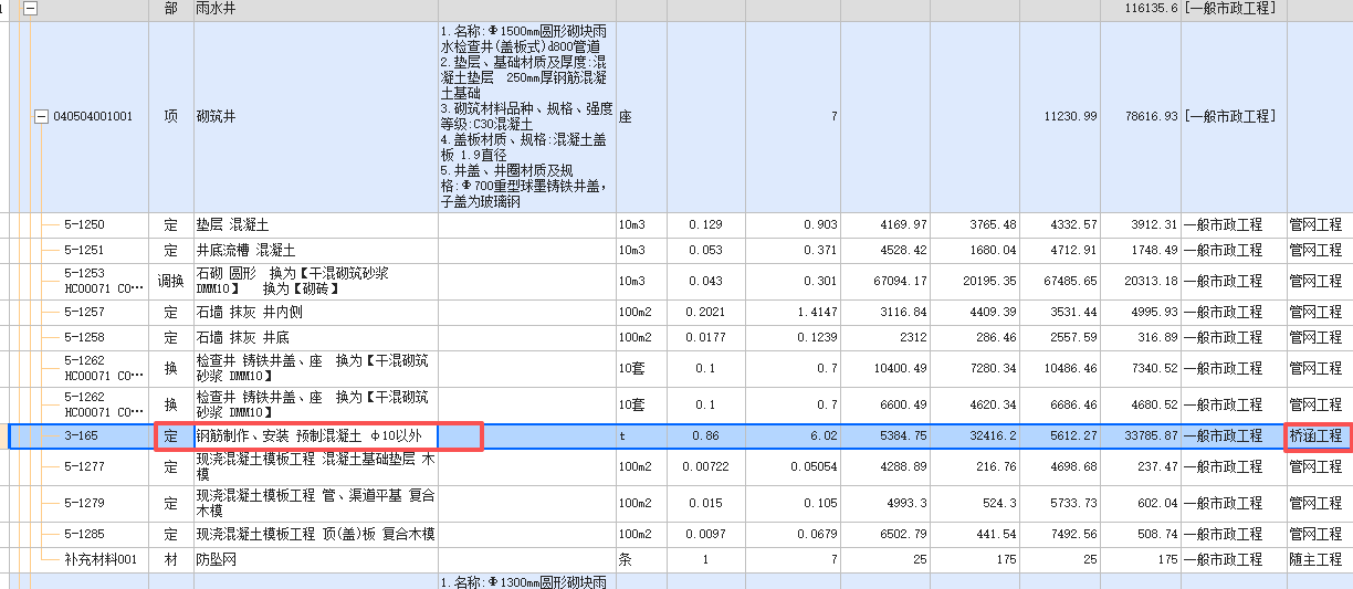 答疑：河北市政管网22定额，井里面的钢筋套用哪个定额合适？另外我的定额套的对吗