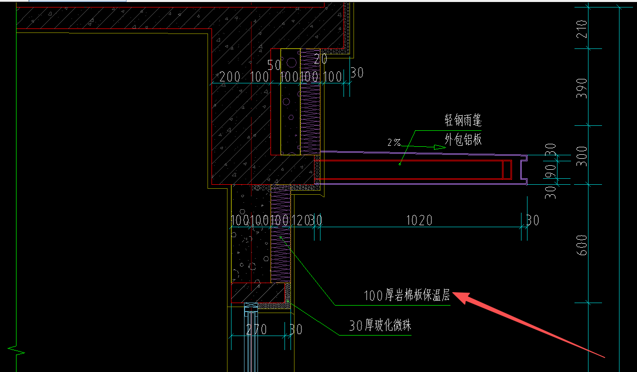 答疑：砌体墙外100厚岩棉保温层用什么画
