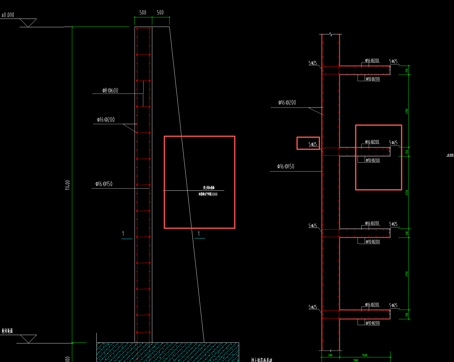 答疑：这种挡墙加腋怎么绘制，右边是配筋信息