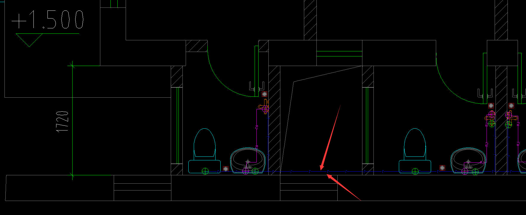 答疑：此给水管水平管的标高是1.5吗？