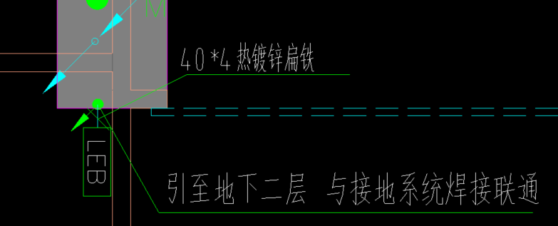 答疑：这个柱子上有引下线 leb 是通过扁铁到同层引下线还是通过扁铁到基础接地