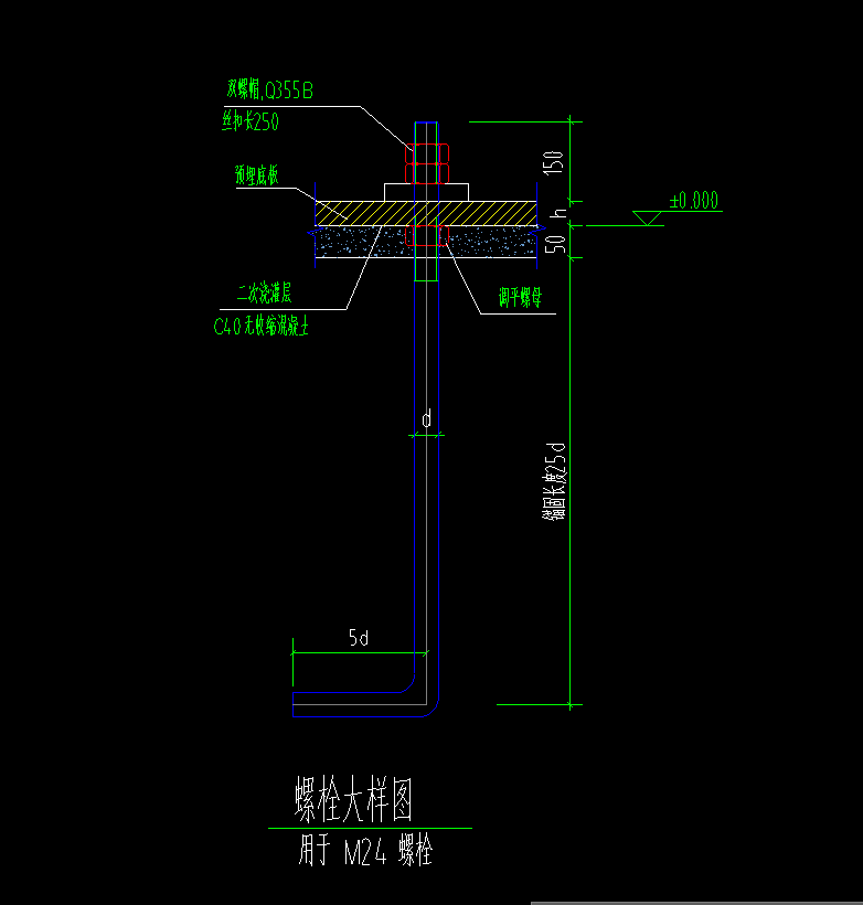 答疑：钢结构地脚螺栓大样图，图片中那个是高强度螺栓