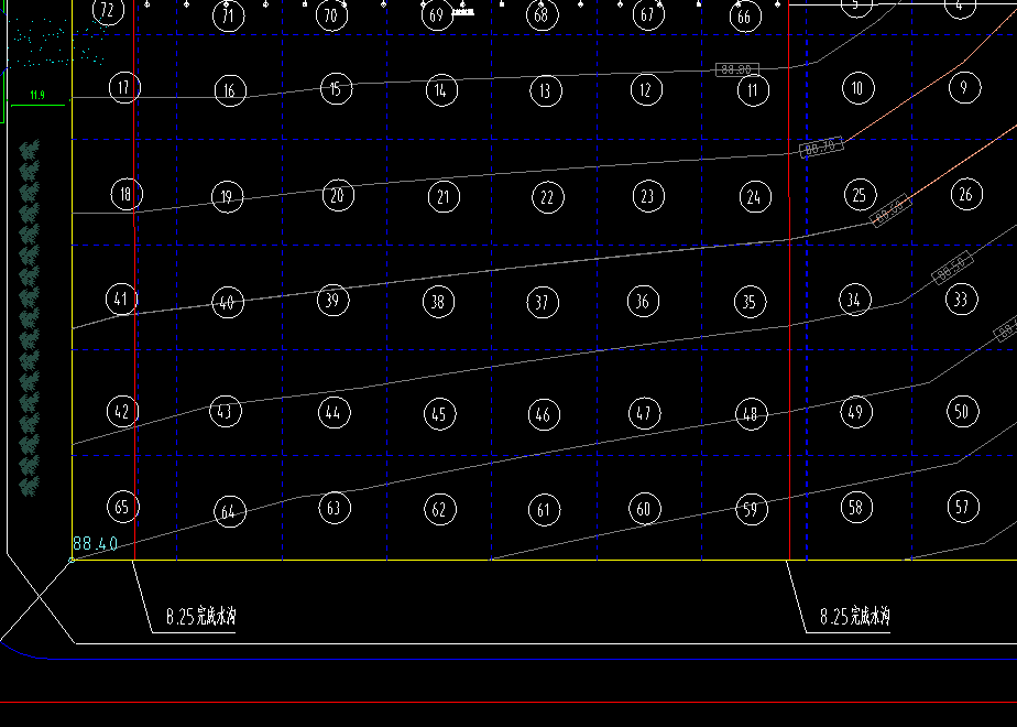 答疑：图中是地坪的混凝土浇筑分跨图
