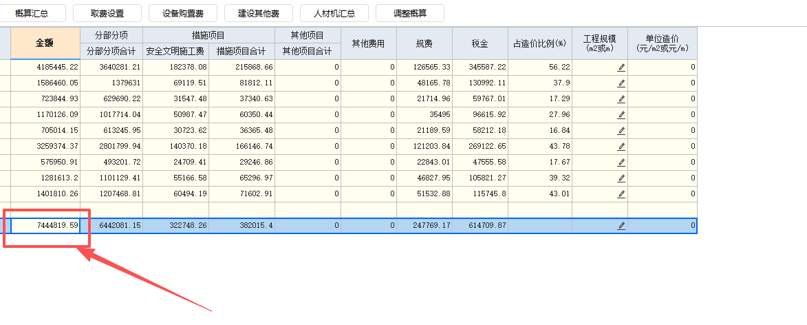 答疑：概算汇总表中的合计金额是如何计取的