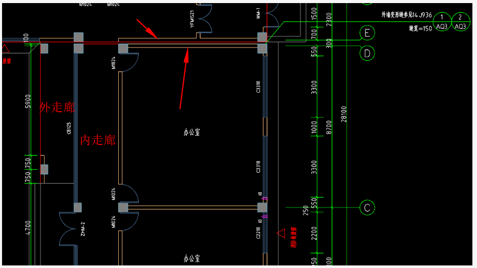 答疑：画箭头部位是内墙吗？因为两道墙之间有伸缩分