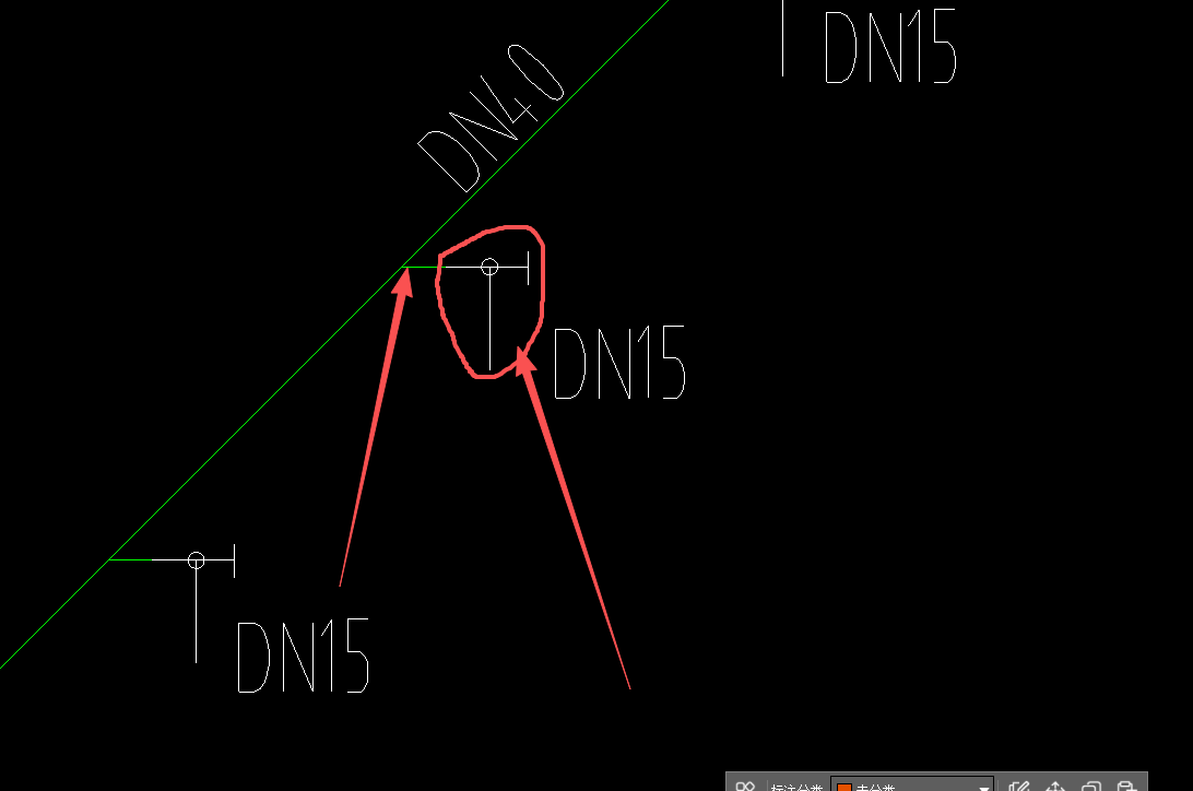 答疑：请教下 圈起来的是卫生器具，绿色的是给水管  那这个是没有立管嘛？