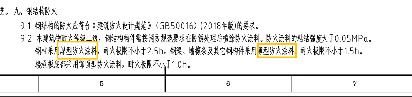 答疑：请问这个防火涂料厚涂和薄涂是多少，图纸没显示