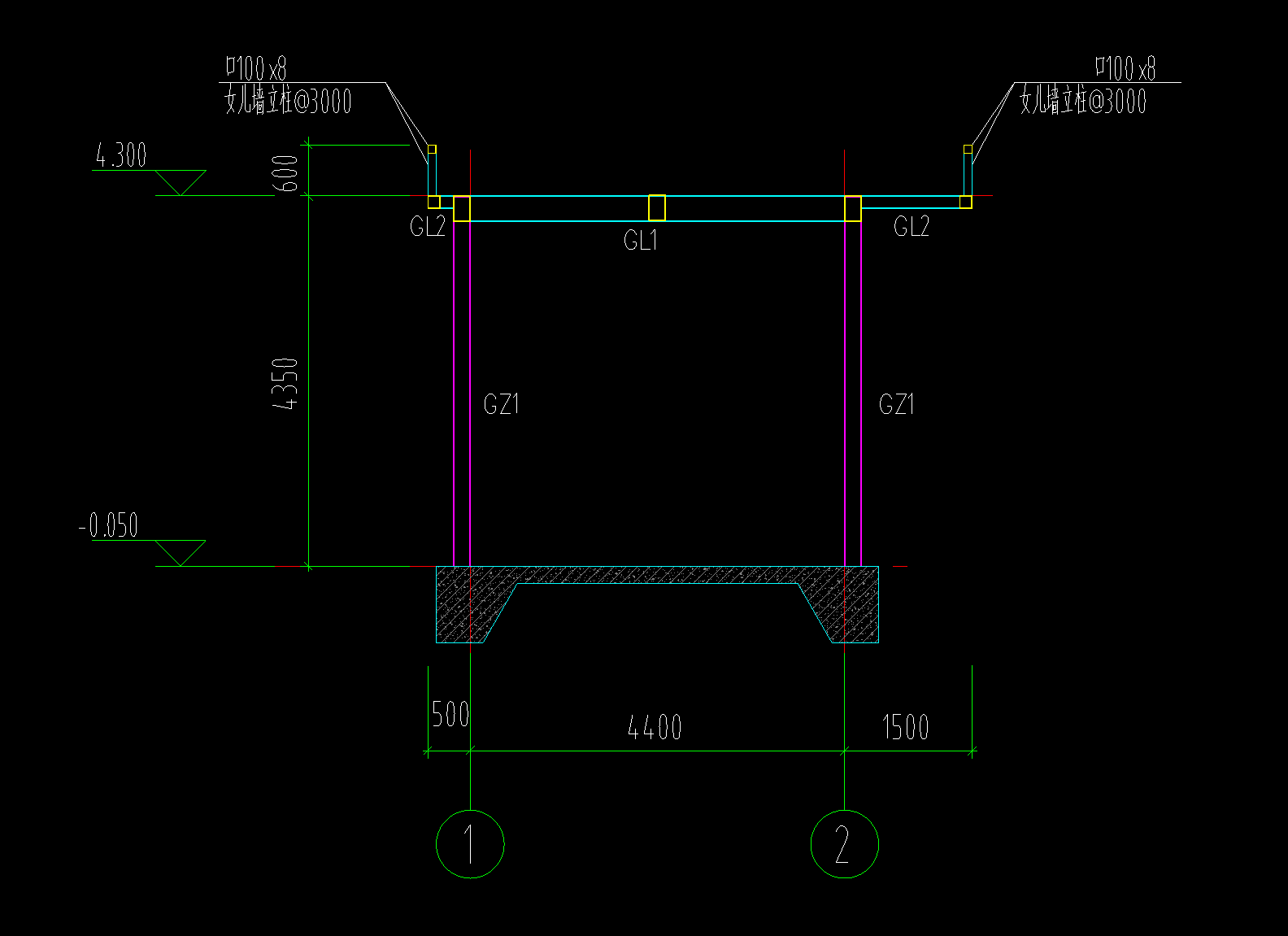 答疑：GTJ中钢柱女儿墙立柱@3000是什么意思 应该怎么画出