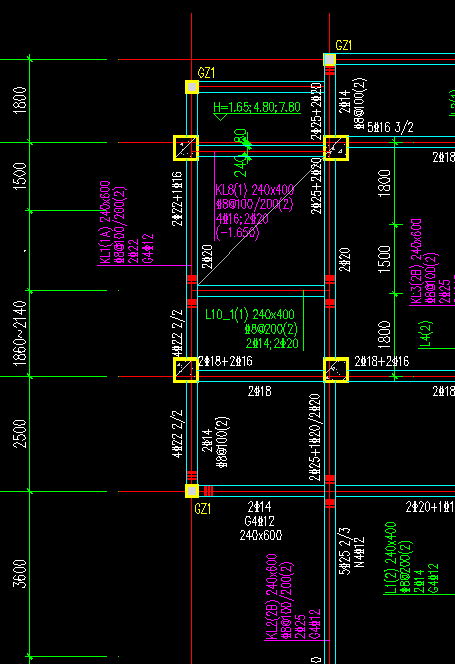 答疑：为什么KL1图上是两端悬挑，标注却是一端悬挑？