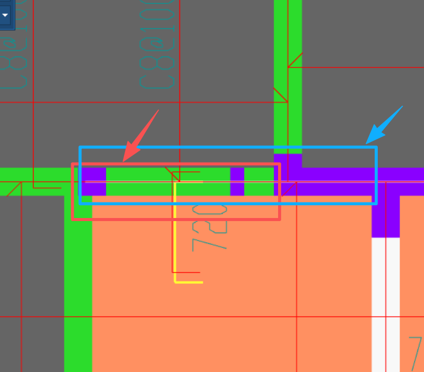 答疑：新手，请问：图示这个板负筋的范围？是红框里那部分还是蓝框那部分？