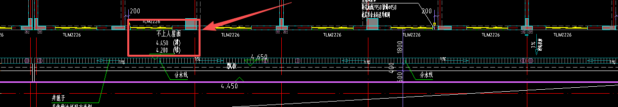 答疑：各位大神这里备注是不上人屋面请问这个位置的天棚是归类为雨篷还是什么啊