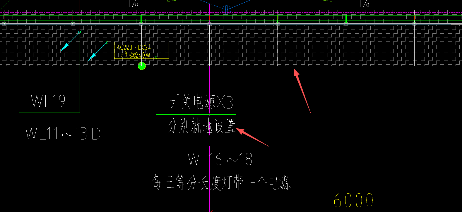 答疑：请问这种线性灯的电缆怎么算，是灯长还是算到三个均分的开关电源上