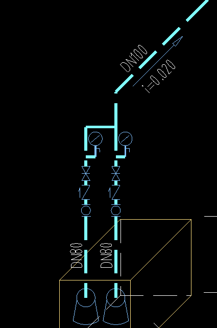 答疑：下图中的管径DN80与DN100的分界点在哪里？请图中标注，谢谢！