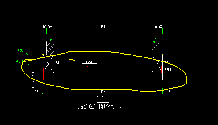 答疑：这个1-1剖面黄色部分是什么