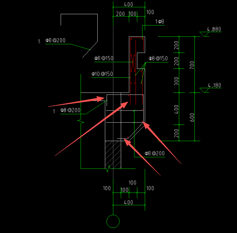 答疑：各位老师，我想问一下图中女儿墙的钢筋锚固长度是多长？没有标注的纵筋是什么规格？