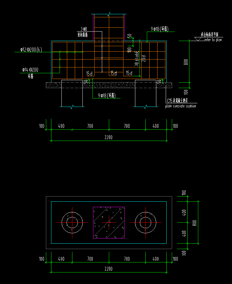答疑：这个承台用梁式配筋钢筋怎么输呢