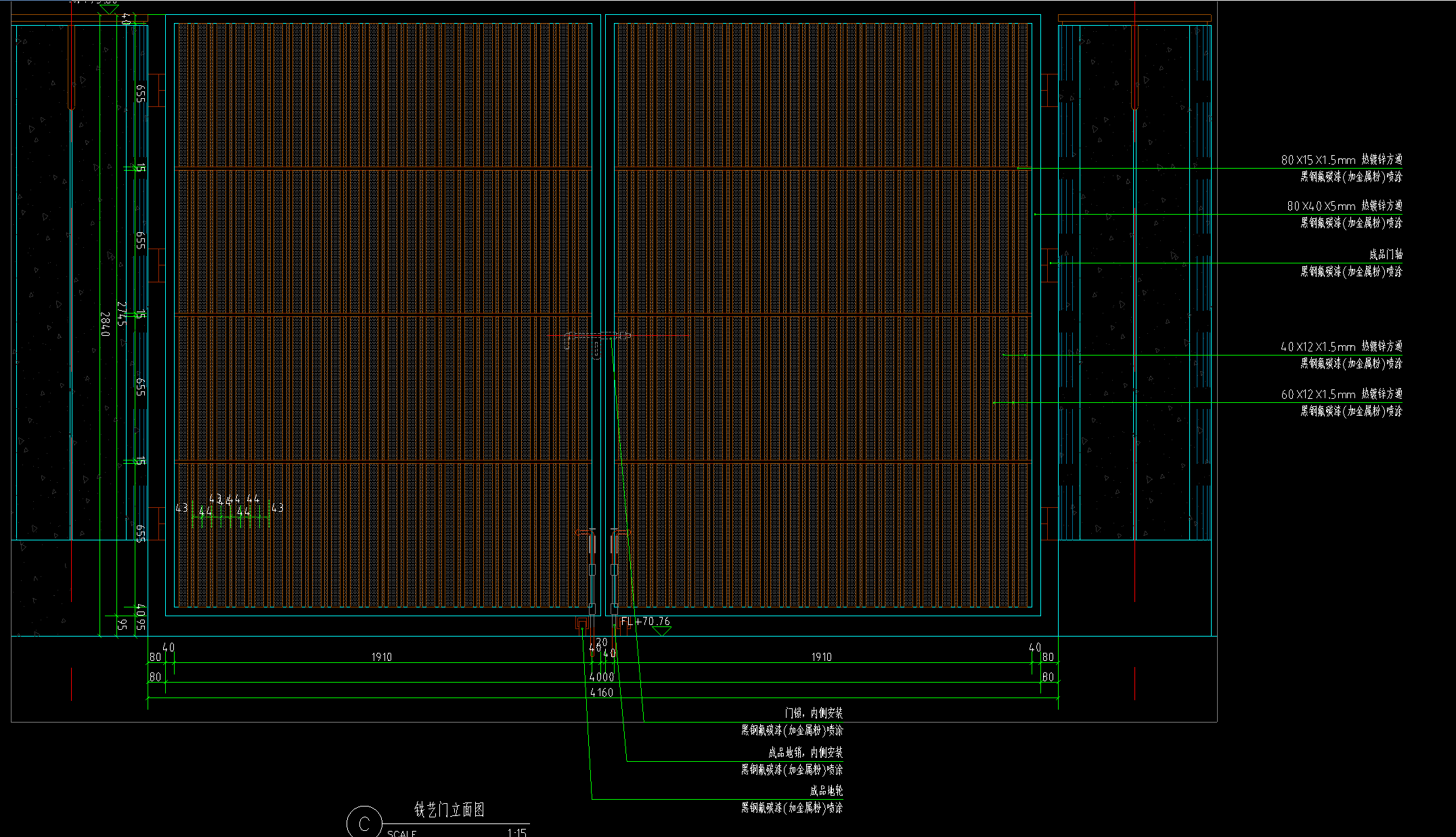 答疑：园施图中，铁艺门含各种方通，如何算量？按整个大门的面积还是如何算？