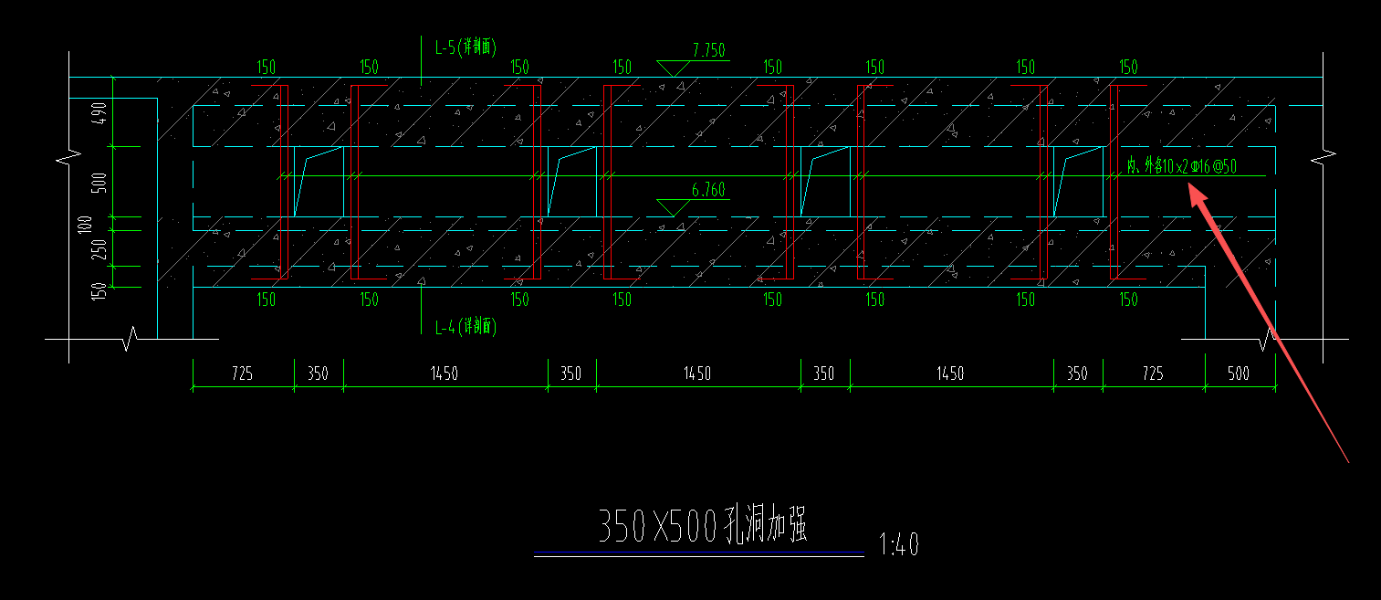 答疑：请问这里每个洞口钢筋的数量应该怎样理解？是每个洞口内外侧各10*2=20个吗谢谢